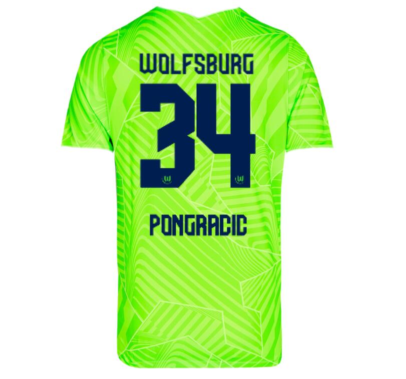 2021/22 Wolfsburg Home Kit Soccer Jersey with Pongracic 34 printing